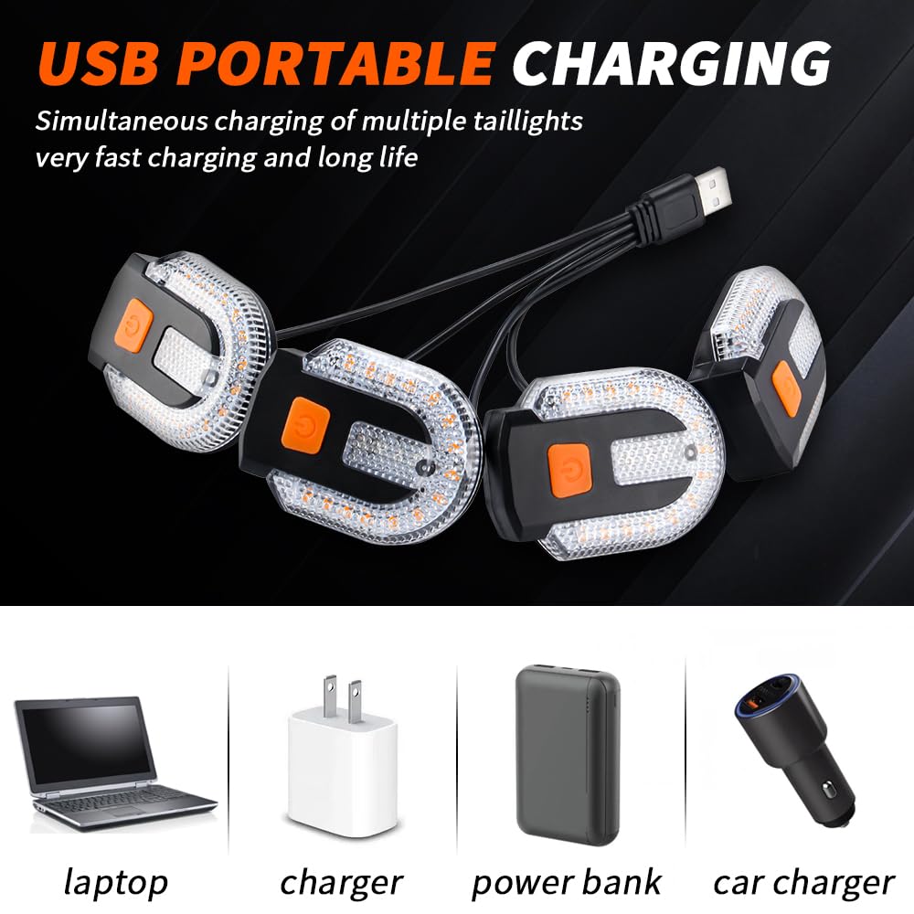UPXSXT Bicycle Turn Signals with Alarm, USB Rechargeable, Waterproof Strobe, 5 Modes, Yellow Red