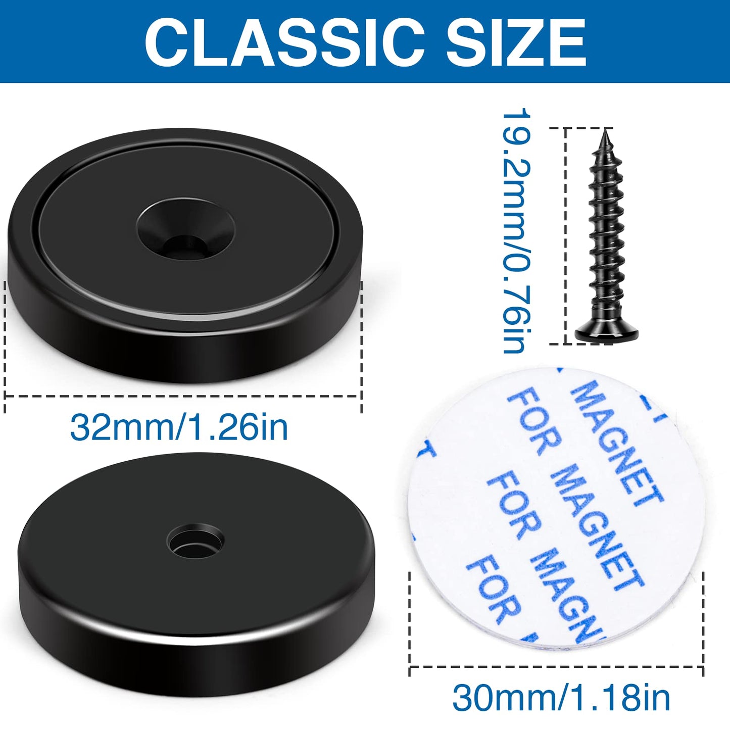 LOVIMAG Magnets,110lb+ Waterproof Super Strong Neodymium Magnet with Hole for Wall Mounting,Strong Rare Earth Cup Magnets with Heavy Duty Countersunk Hole and Screws for Tool Room,Workplace-Pack of 10
