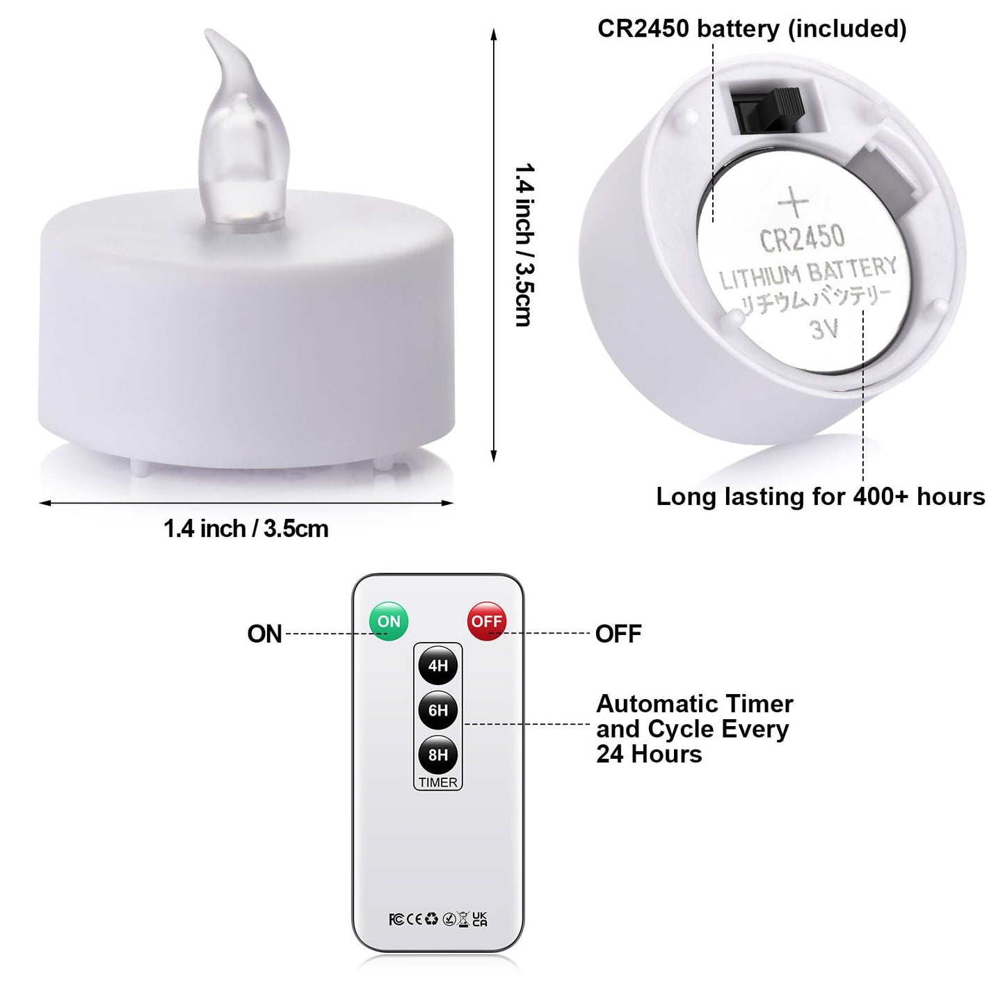 PUNPUBA LED Tea Light Remote ControlCandles,50pack Flickering Flameless LED Candle,Long Lasting 400+Hours,Battery Operated with Timer for Home Decoration Seasonal &Festival Celebration WarmYellow