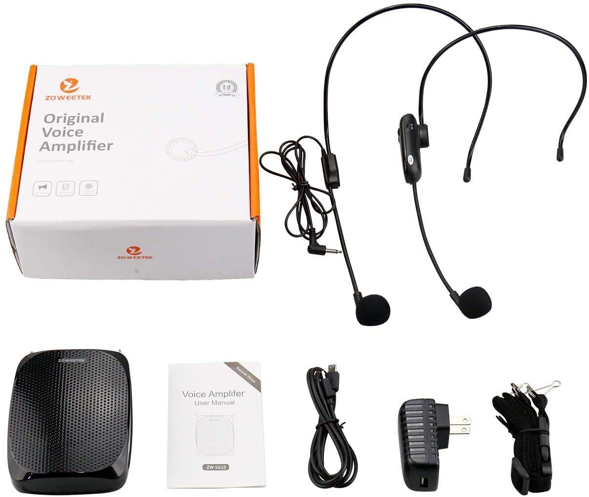 ZOWEETEK Original Voice Amplifier for Teachers with 2 Microphones, Wireless Voice Amplifier Microphone Headset, Portable Speaker Megaphone for Classroom, Training, Teaching, Yoga, Meeting, Speech