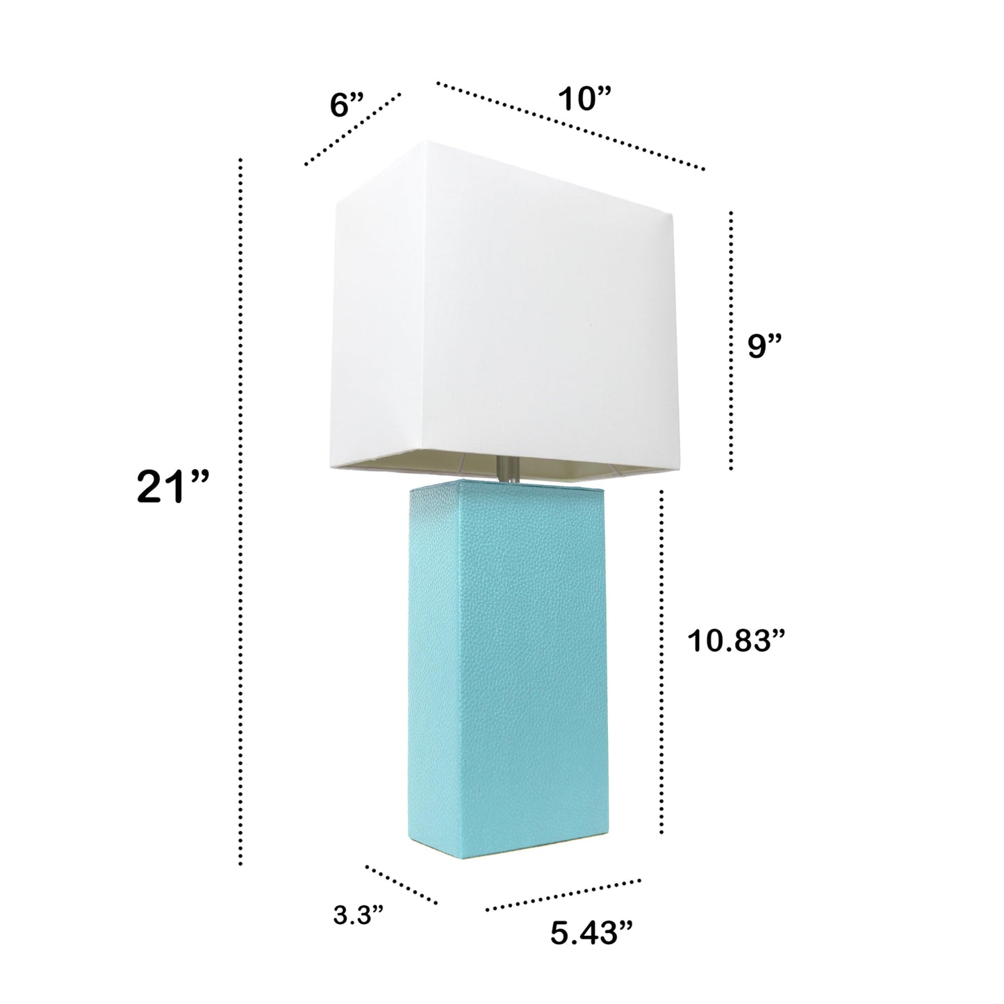 LALIA HOME Bedside Table Lamp, 21in Modern Design, Aqua Fabric Shade, Model 1270-LHT-3008-AU, Wood & Metal Base