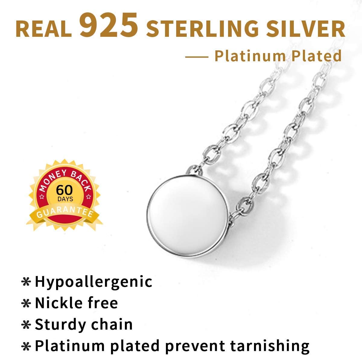 925 Sterling Silver Dot Necklace for Women Round Sterling Silver Pendant Necklace for Women