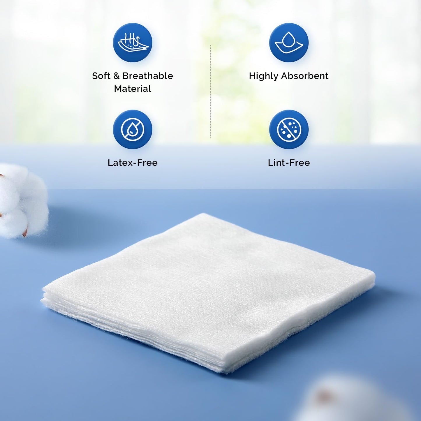 JMU Sterile Gauze Pads 2x2 Non-Woven, Highly Absorbent Sterile Gauze Sponges, 50 Packs, 100 Pcs Total