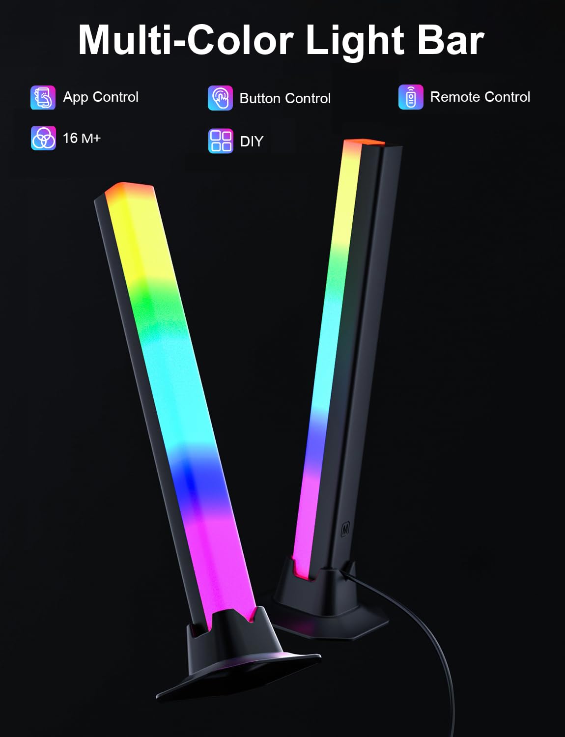 Eastfine Rgb Light Bar  Led Light Bar  App Control Usb Powered  Color Changing Tv Backlight Music Sync Ambient Lighting For Room Pc Monitor Gaming Party Desk