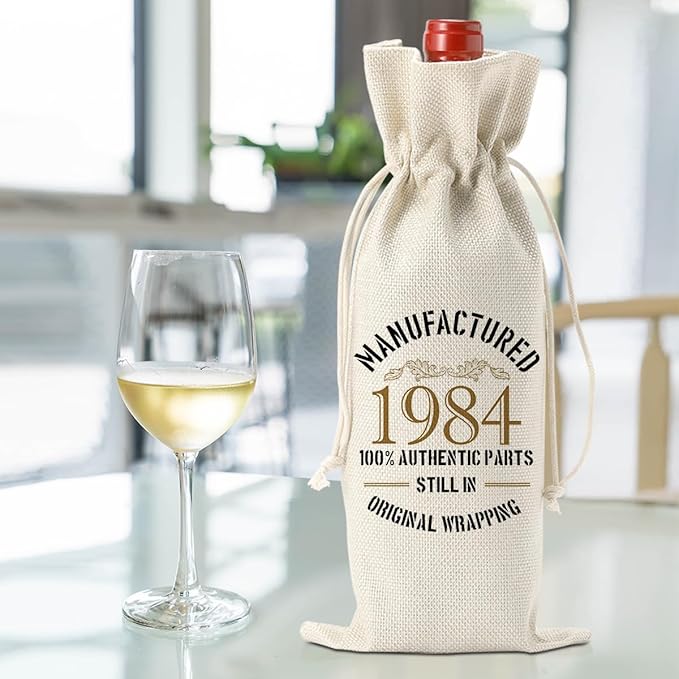 40th Birthday Gifts Women Men, Gifts for 40 Year Old Men Husband Wife Friends Sisters Dad Mom, Happy 1984 40th Birthday Anniversary Decorations Wine Bag?Wine Gifts Wine Gift Bag