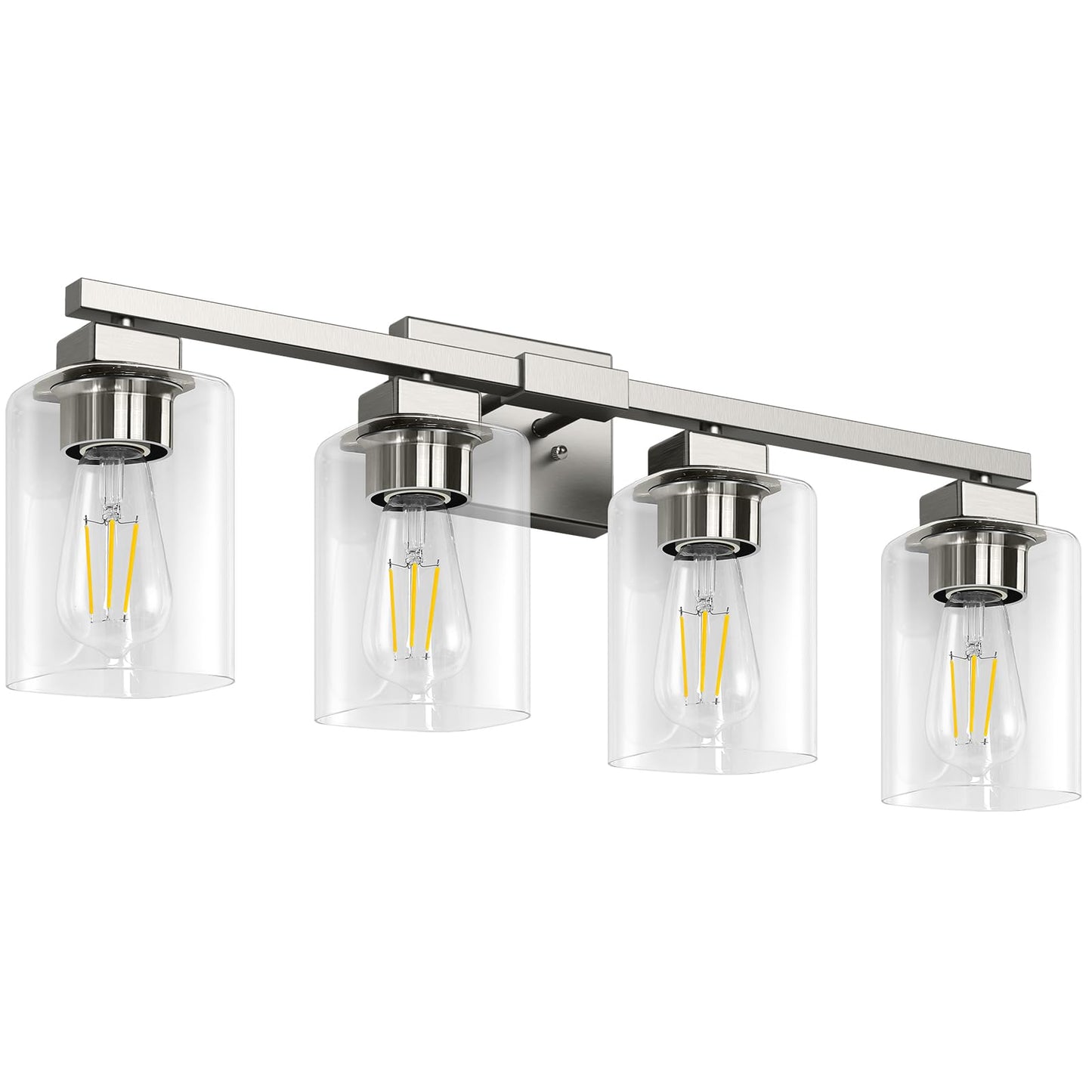 BesLowe 27" 4-Light Bathroom Light Fixture, Modern Brushed Nickel Bathroom Vanity Light, Bathroom Lighting Fixtures Over Mirror, Matte Nickel Bathrom Wall Lamp, Wall Lights for Living Room Bedroom