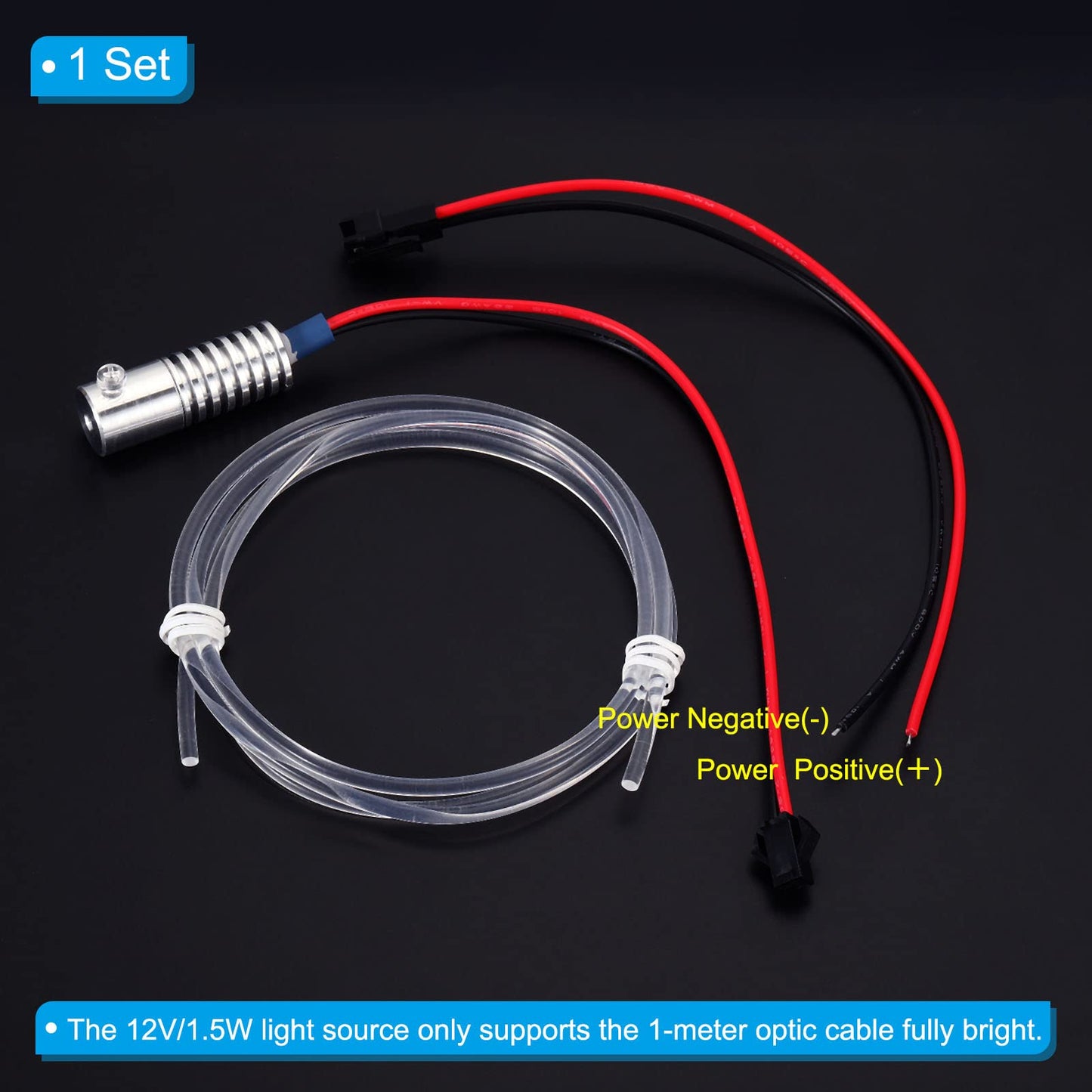 Patikil 3Mm 1M Pmma Side Glow Fiber Optic Cable Kit  With Led Aluminum Illuminator 12V 1.5W Guide Light Source Decoration For Home Diy Lighting  Blue