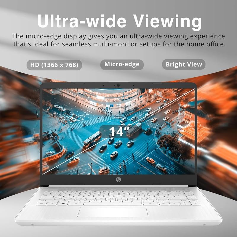 Hp New 14 Hd Ultral Light Thin Laptop, Quad-Core Intel Celeron Processor, 16Gb Ram, 628Gb (128Gb Emmc+ 500Gb Ext), Wi-Fi, Upto 1