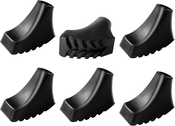 6 Pack Hiking Walking Sticks Rubber Tips, Replacement Tips Protectors for Trekking Poles, Fits Most Standard Hiking, Trekk...