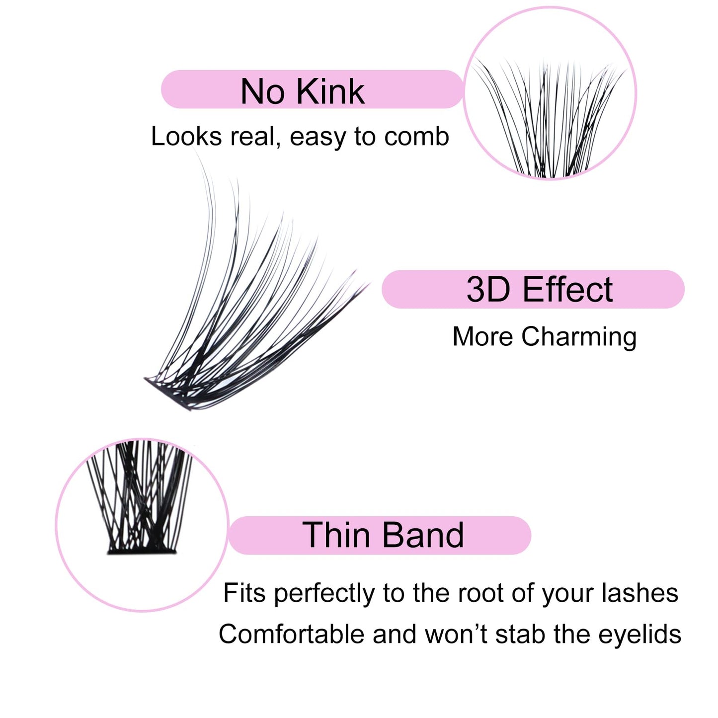 Eyelash Clusters LAUBESS Lash Clusters Individual Lashes Cluster Eyelash Extensions DIY at Home Waterproof Cluster Lashes (40D-D