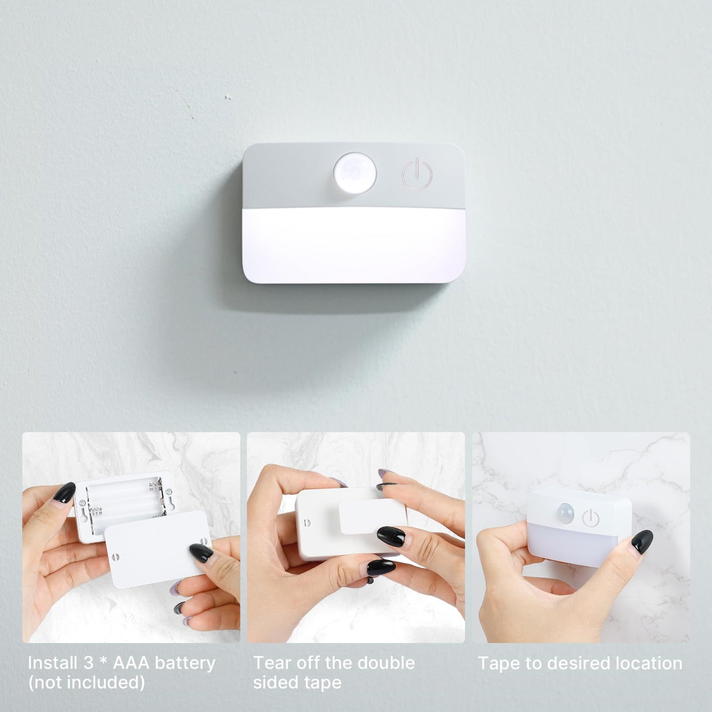 Guankai 3 Pack Motion Sensor Stair Lights For Indoor  Wireless Rgb Battery Operated Night Light  Led Stick On Hallway Closet Under Cabinet Step Portable Lamp For Bedroom Kitchen Bathroom