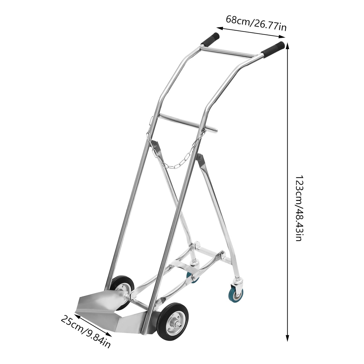 LyeXD Oxygen Tank Cart Dolly with Handles, Stainless Steel Gas Cylinder Cart Trolley Truck with Wheels, Multi Function Handcart for Hospitals, Clinics