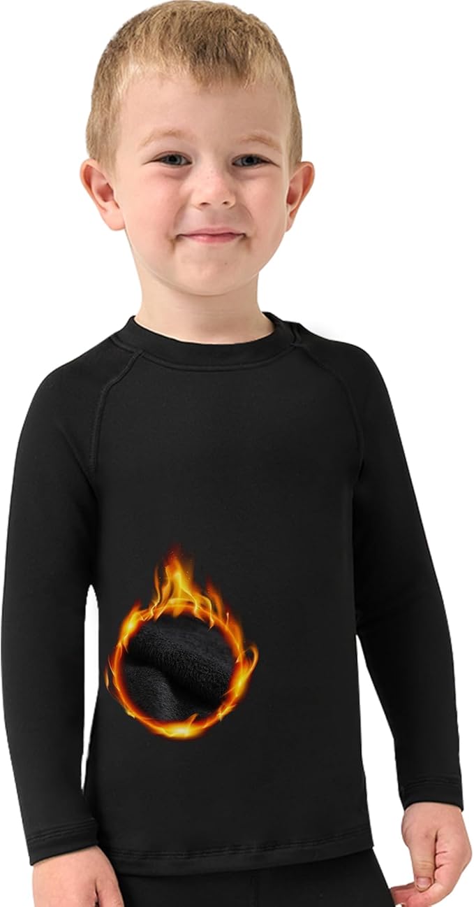 PUMYOON 2T-6Y Fleece Lined Toddler Thermal Set, Thermal Underwear for Kids Toddler Base Layer Shirt for Boys Girls