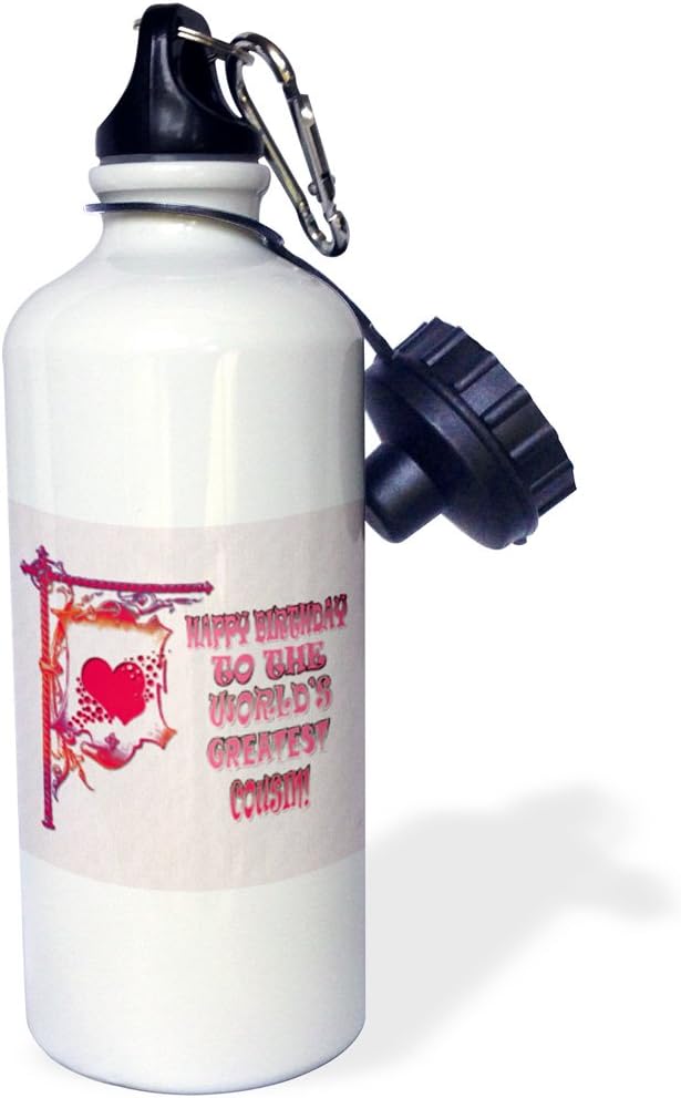 3dRose Happy Birthday to the worlds greatest Cousin. Popular saying. -Sports Water Bottle, 21oz , Multicolored
