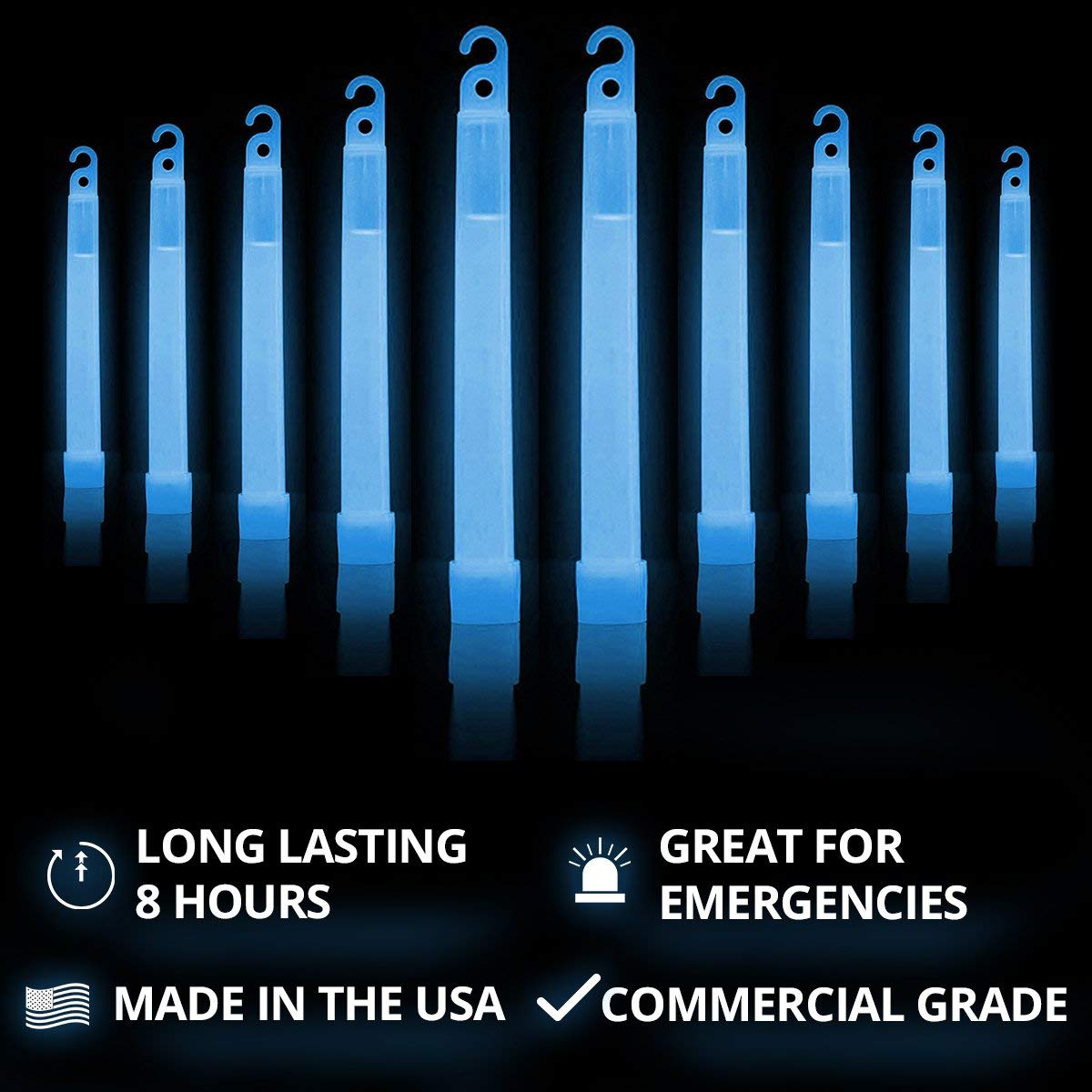 Cyalume Glow Sticks Military Grade Lightstick - enhanced Blue 6  Snaplight Emergency Chemical Light Stick With 8 Hour Duration (Bulk Pack Of 10 Chem Lights)