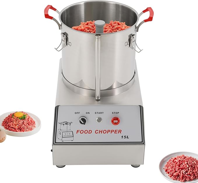Commercial Food Processor, 1400W Electric Food Chopping Machine with Enclosed Chassis Large Capacity and Detachable Design Tabletop Multifunction Meat Vegetable Cutter for Restaurants Cafeterias Etc