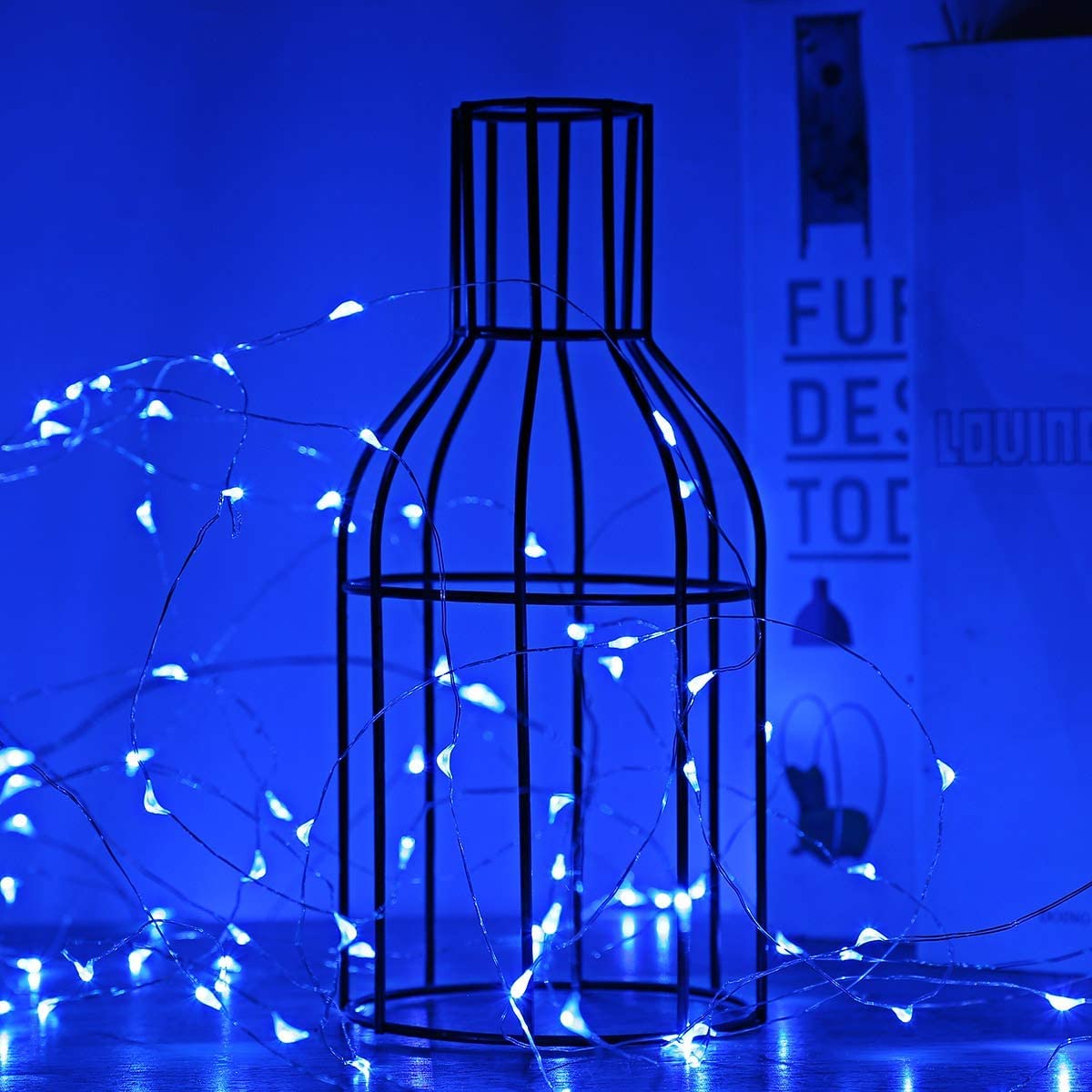 Sanniu LED Fairy Lights, Copper Wire String Lights, Battery Operated, 5m/16ft, Blue, PVC Case, Ideal for Christmas, Weddings, and Decor