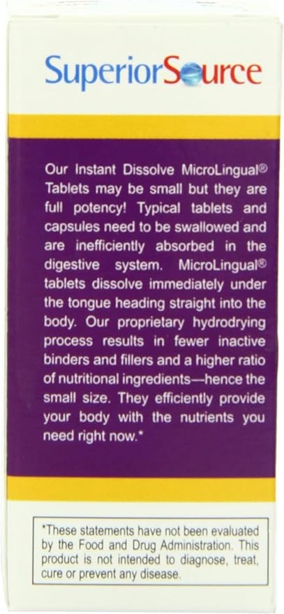 Superior Source No Shot Vitamin B-12 Cyanocobalamin 1000 mcg, B-6, Folic Acid 800 mcg - Support Brain & Heart Health - Aids Natural Energy Levels - 60 Sublingual Dissolving Tablets