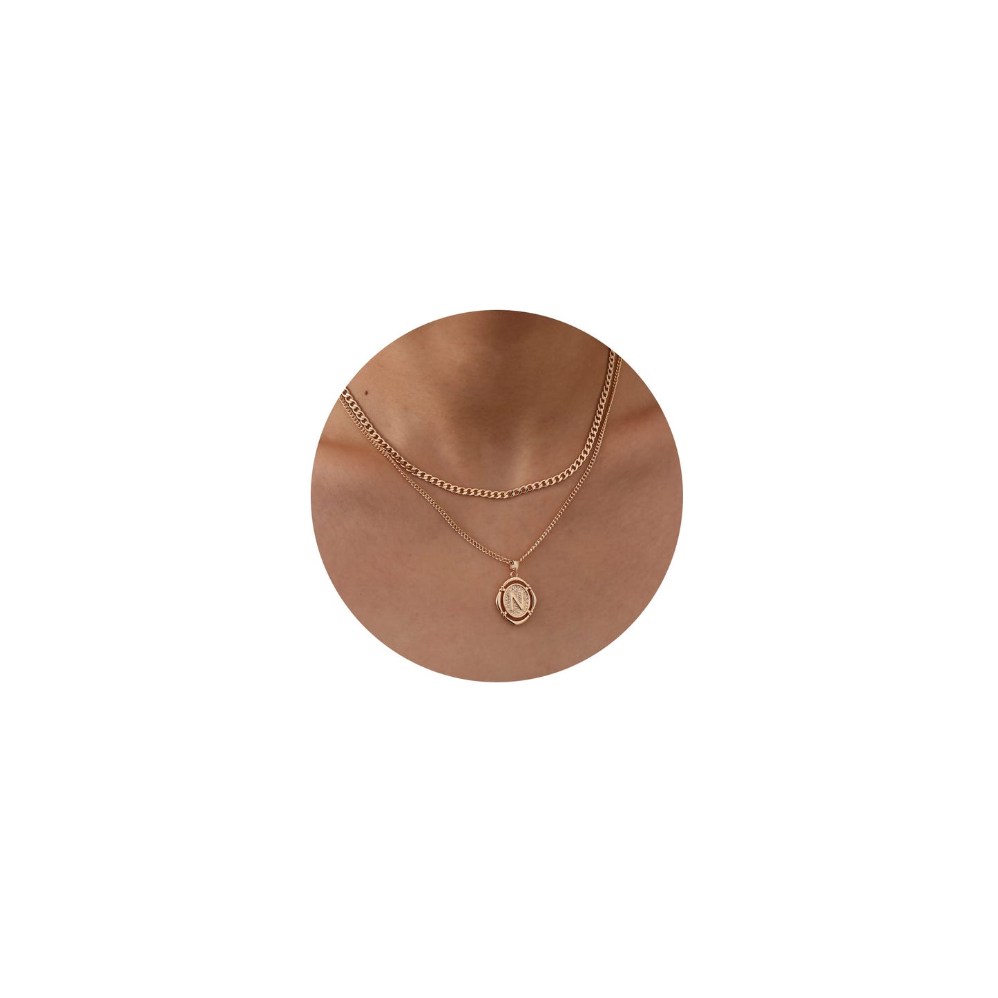 Ascona N Initial Layered Necklaces for Women, Dainty Simple Trendy Gold Plated Multi Layered Layering Letter Alphabet Pendant Ch