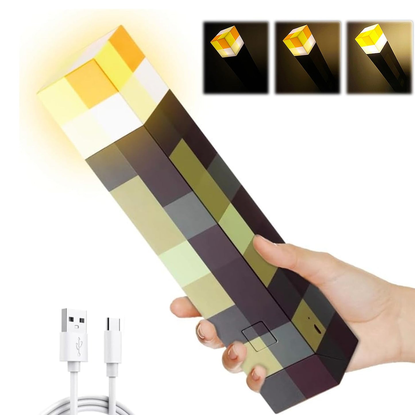 Yckeogln Light-Up Wall Torch With Wall Mountable-Torch Lamp With 3 Lighting Levels Led Light With Mount&Hand Held Usb Rechargeable Night Light For Boysbirthday Parties Living Room Decor (Single)