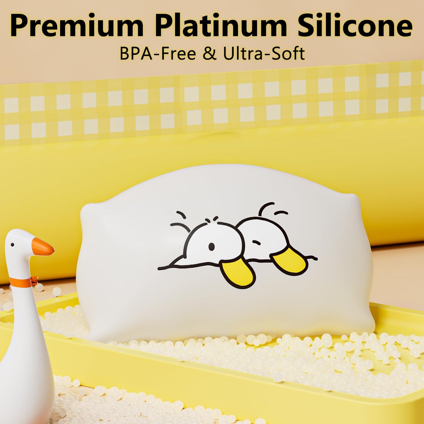 Dealswin Night Light For Kids  Led Squishy Ultra-Soft Cute Light Up Duck Magnetic Base  Dimmable Nursery Nightlight Gifts For Baby Room Decor  Rechargeable Bedside Touch Lamp For Breastfeeding