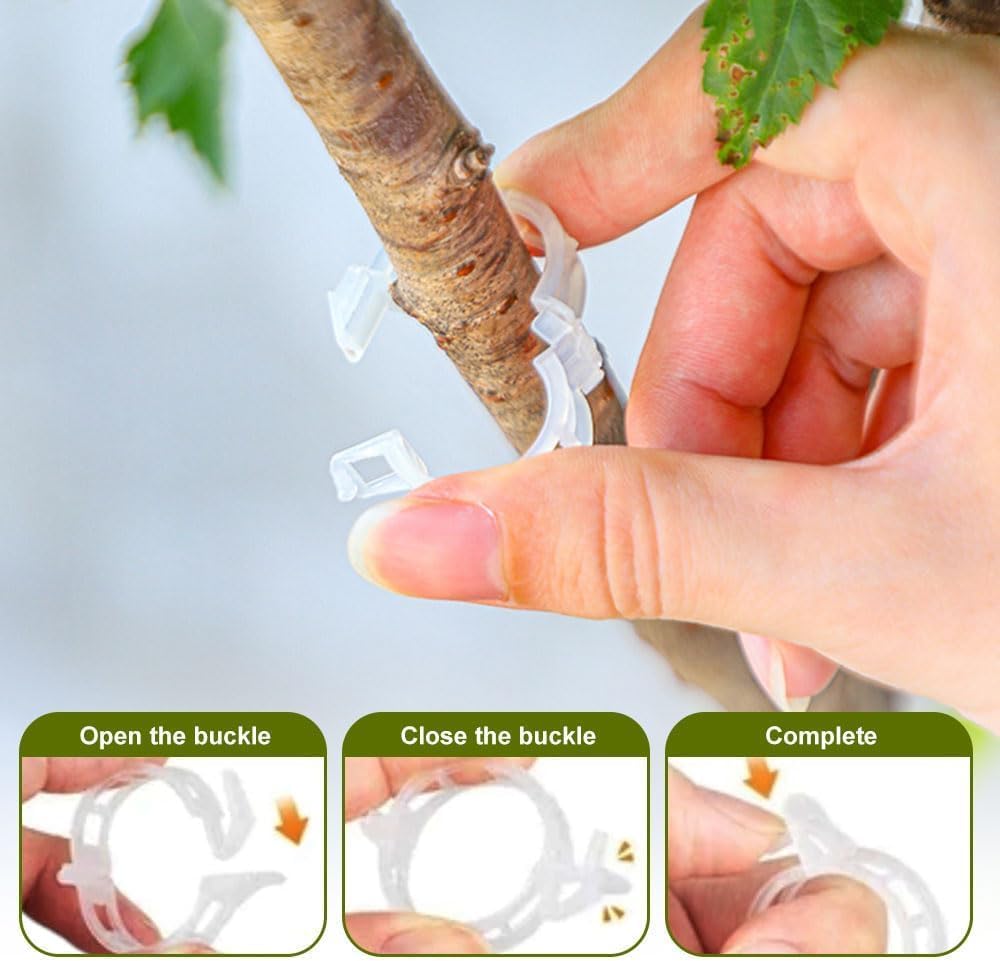 300 PCS Secured Plastic Plant Clip, Plant Support Clips, Garden Clips for Climbing Plants, Plastic Trellis Clips Plant Support Clips Tomato Grape Vine Vegetables Plant Fixing Clips (300, White)