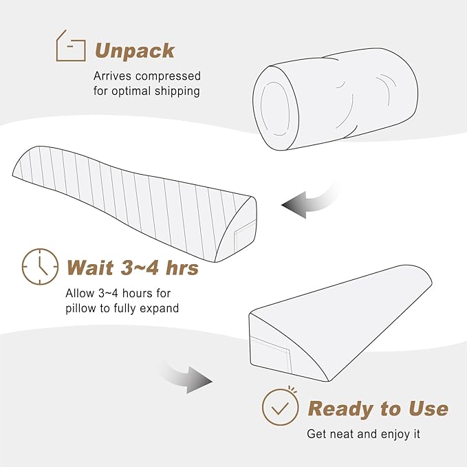 WdFour Bed Wedge Pillow, Close Off Headboard, Wall and Mattress Gap. Incline, Slanted Sweat-Proof Pillow for Neck and Back Pain Relief Anti-snoring for Comfortable Sleeping.(Chocolate,54Wx10Dx6H)