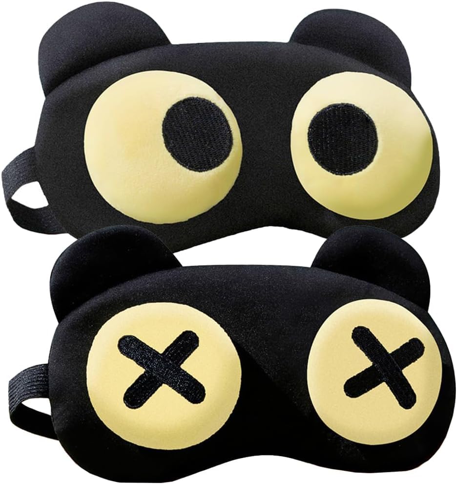 2PCS Cute Eye Mask for Sleeping - Soft Lightweight Eye Cover with Adjustable Strap, Funny Sleep Mask, Eyeshade Covers, Sleeping Mask for Women Men Travel Nap Blindfold Game