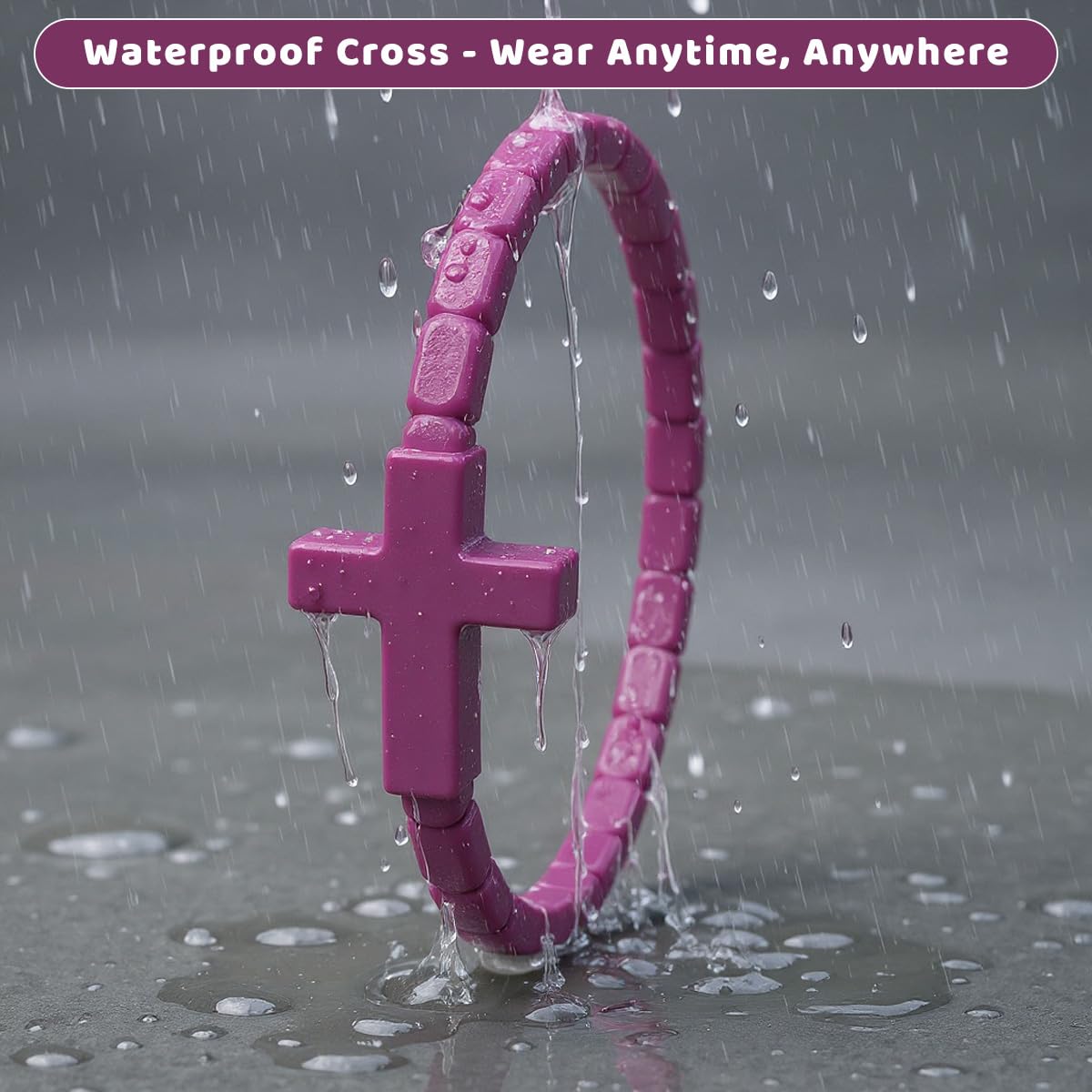 YalsFTY 24 PCS Colorful Cross Silicone Bracelets - Christian Rubber Wristbands for Kids Teens Adults, Waterproof, 54.4mm Diamete