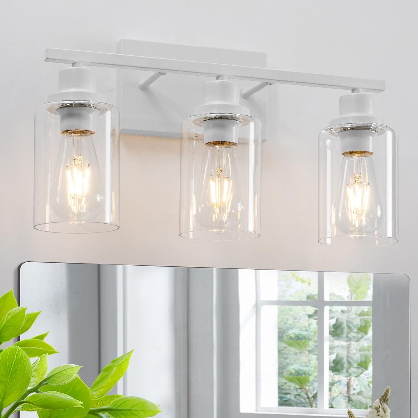 Hccz 3 Light Bathroom Vanity Light Fixture - Modern White Glass Sconces For Bathroom, Bedroom, Living Room - Model 800-100-1078