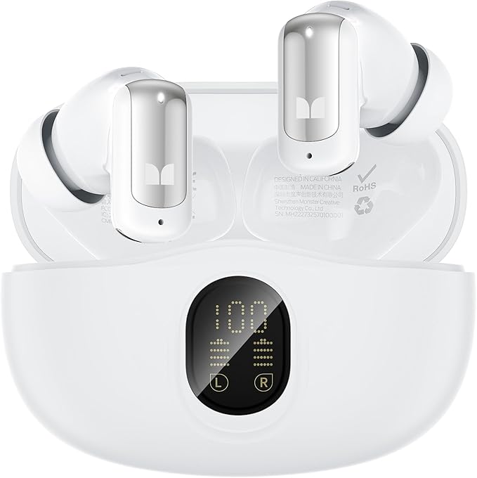 Monster N-Lite 217 Wireless Earbuds, Immersive Stereo Sound, Bluetooth 6.0 in-Ear Headphones, Built-in Smart Noise Cancell...