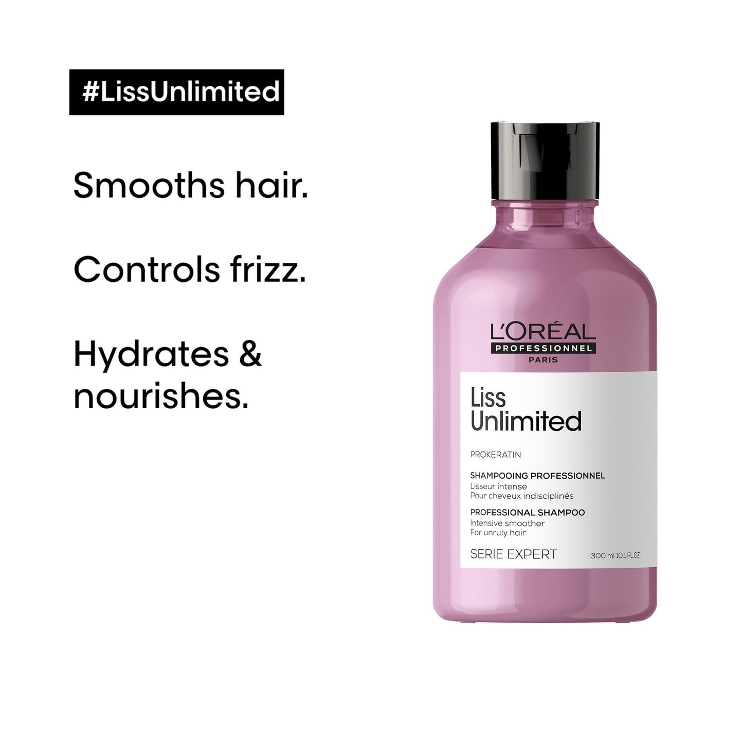 L'Or  al Professionnel Paris Liss Unlimited Shampoo - Provides Long-Lasting Frizz & Humidity Protection With Moisture, For Frizz