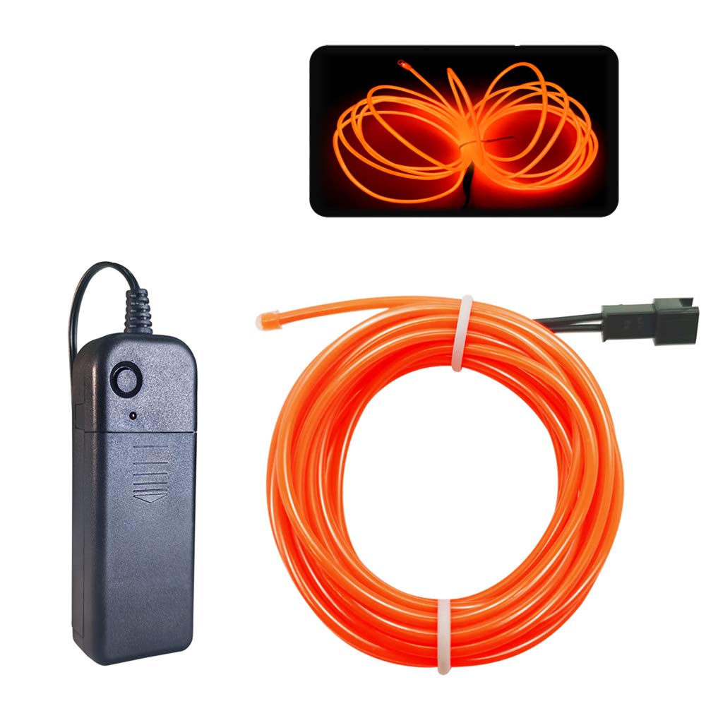 MaxLax EL Wire Neon Lights Strip 3M/9FT Orange 360° Cuttable Rope Lights for Parties, Halloween, DIY Decoration