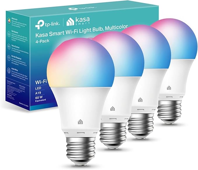 Kasa Smart Light Bulbs, Full Color Changing Dimmable Smart WiFi Bulbs Compatible with Alexa and Google Home, A19, 9W 800 L...