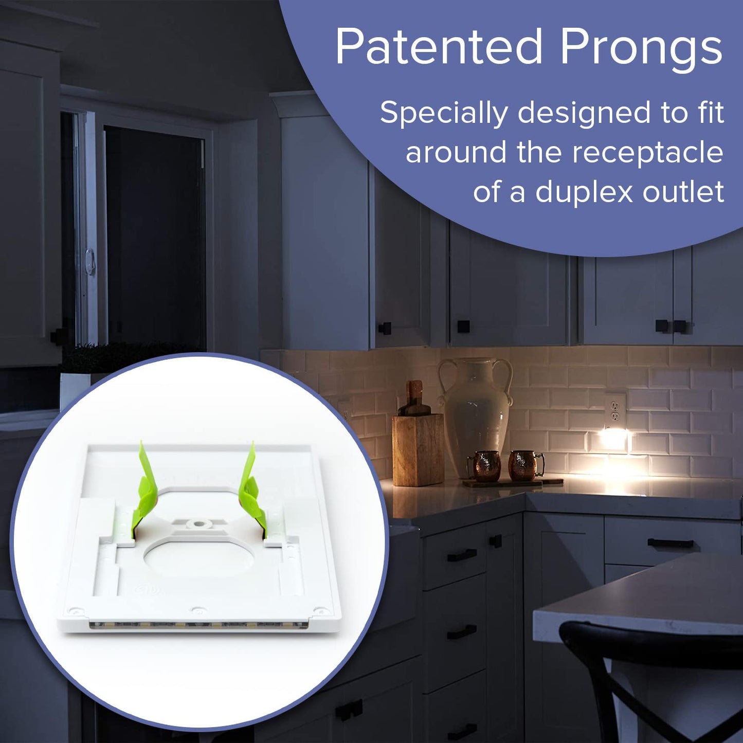 SnapPower GuideLight 2 - 6 Pack Duplex Outlet Wall Plate with LED Night Lights - Light Almond - Auto On/Off Sensor