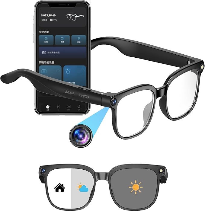 800W Ai Smart Glasses with Camera 1080P HD Video Recording, AI Translator for 160 Languages, GPT Object Recognition, Bluet...