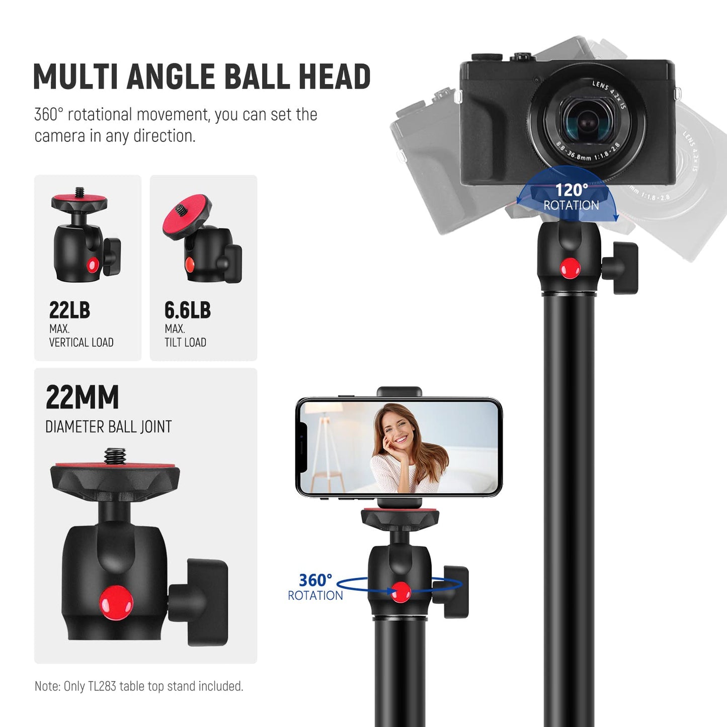 Neewer Extendable Camera Desk Mount With Ball Head, 17-40 Adjustable Table Light Stand With 1/4 Screw & C Clamp For Dslr Camera,
