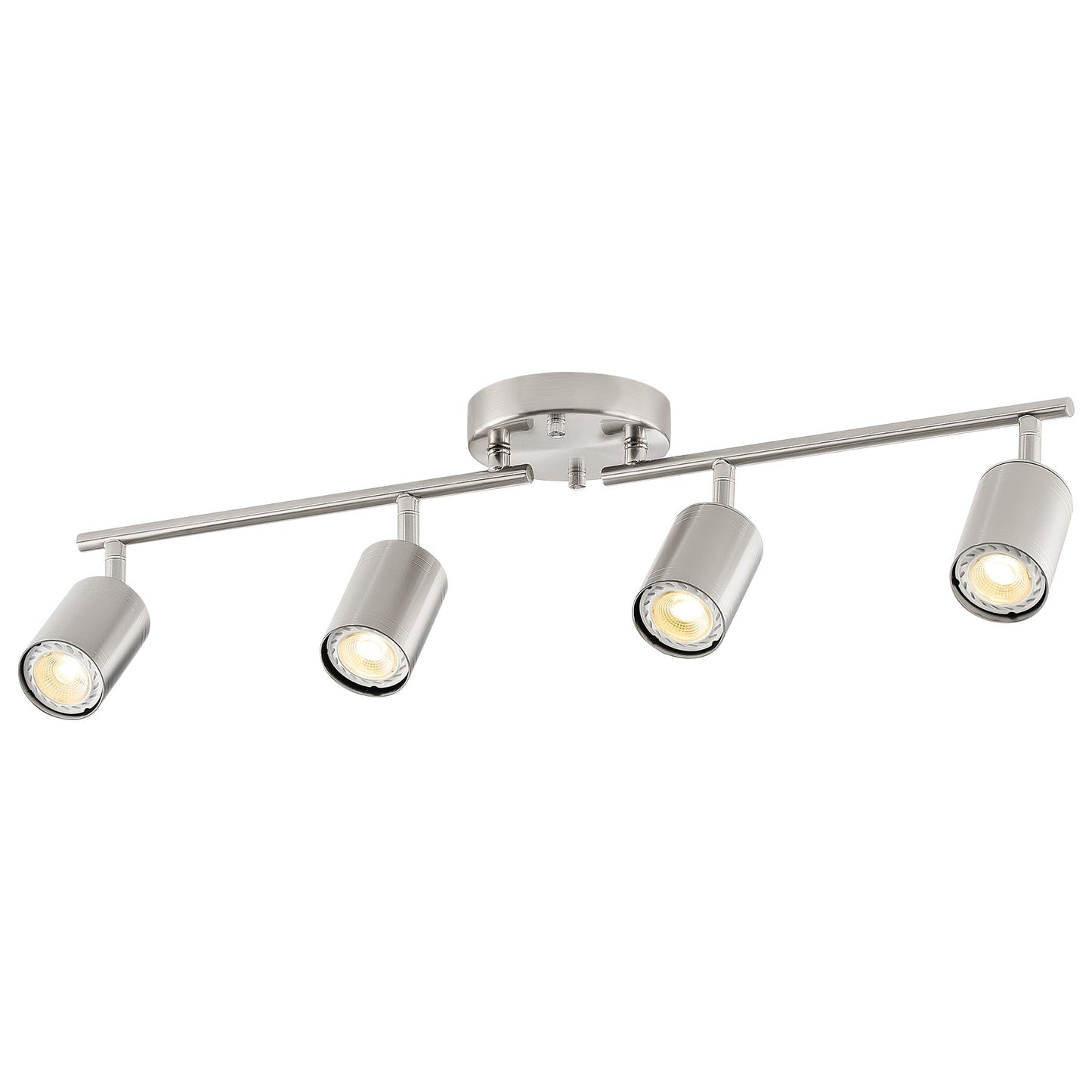 Vonluce 4 Light Track Light Fixture  Led Track Lighting Kit With Rotatable Track Heads  3-Color Gu10 Bulbs Included  Modern Ceiling Spotlight For Kitchen Office Closet Studio Bedroom  Nickel