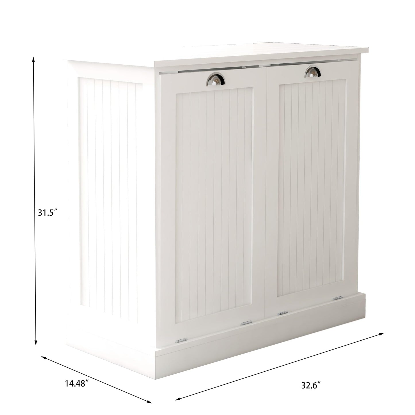 Contemporary Storage Cabinet, Two-Compartment Tilt-Out Laundry Sorter Cabinet, for Bathroom Hallway