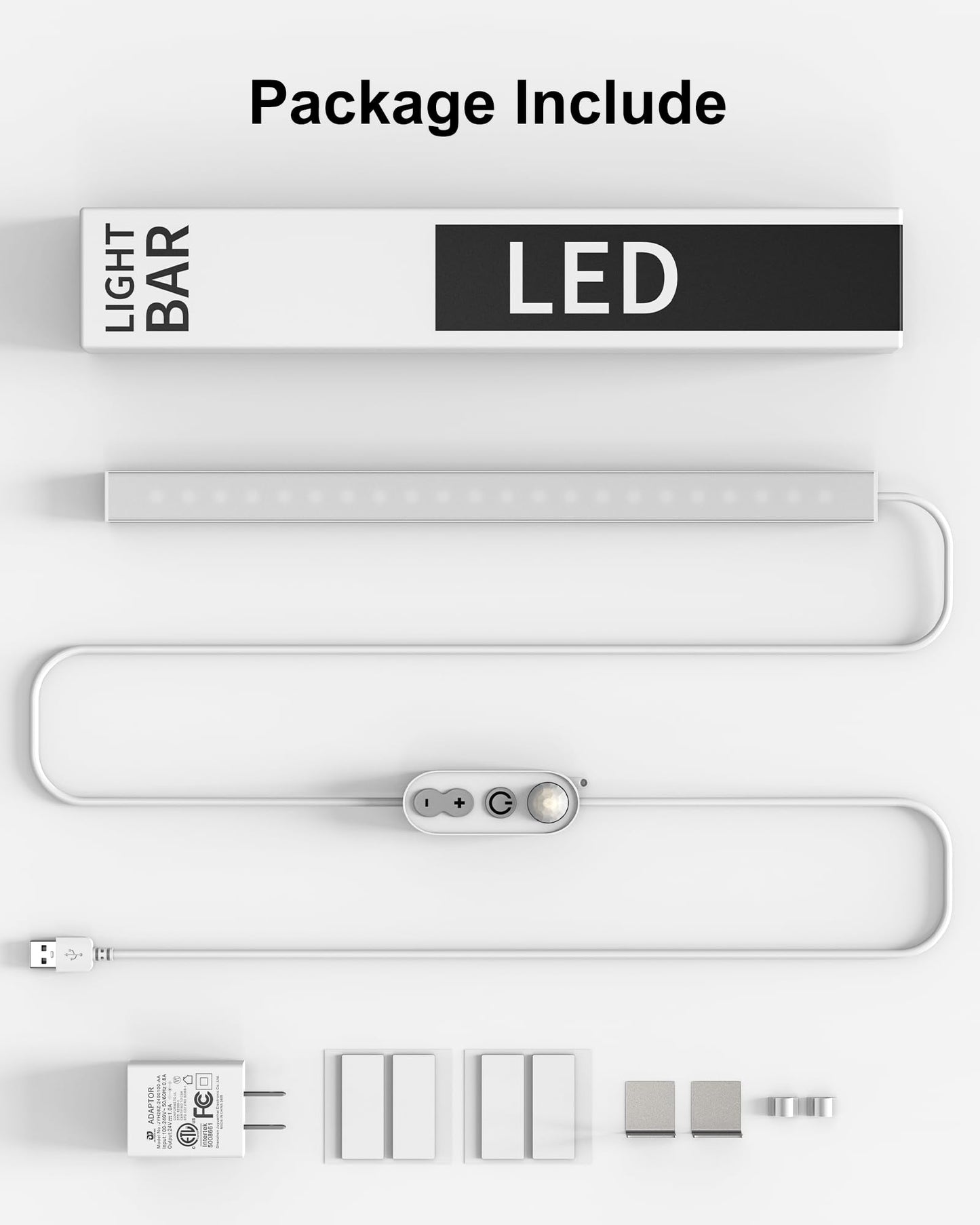 Asoko Motion Sensor Dimmable Led Under Cabinet Lighting 12 Inches Plug In Led Counter Light Bars  Daylight White 4500K Led Light Bar For Kitchen/Closet/Wardrobe/Shelf/Desk/Display Case