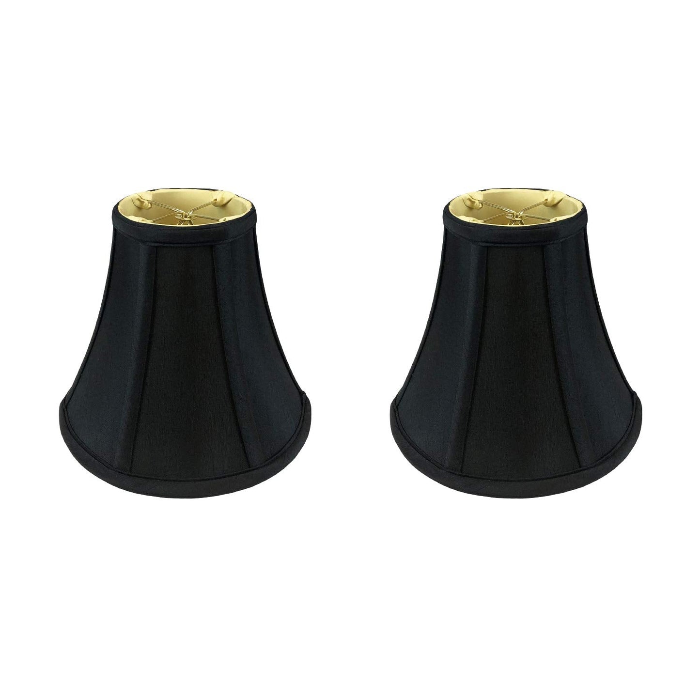 Royal Designs, Inc. True Bell Lamp Shade, Faux Silk, 4in x 8in x 7.25in, Black, 2-Pack, Model BSO-704RC-8BL