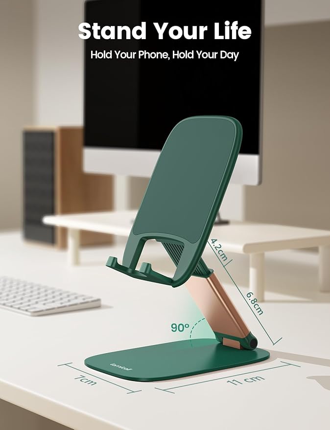 Lamicall Ultra-Thin Cell Phone Holder, Green Office Desk Accessories for iPhone Stand, Gifts for Valentine Teen Boys Girls Adults Women Men Grandkids, Workspace Desk Organizer, Green Office Decor