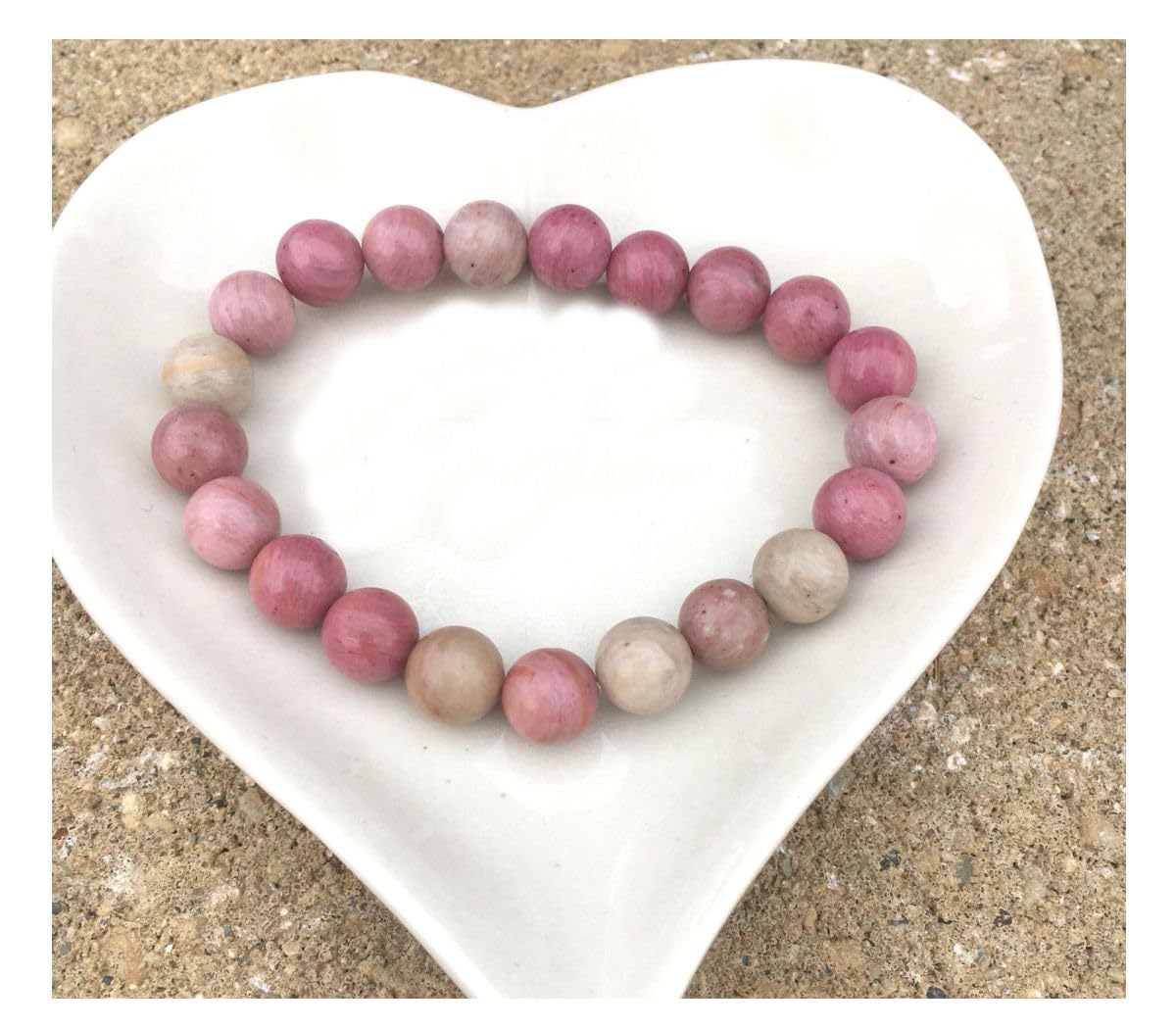 Adabele Real Natural Pink Rhodonite Gemstone Beaded Bracelet 8.5 inch Stretch Chakra Healing Crystal Stone Jewelry Women Birthda