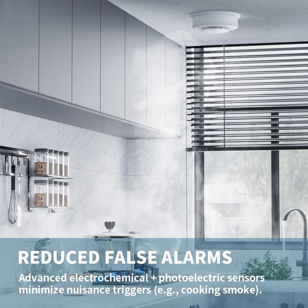 HOMEAEGIS Smoke and Carbon Monoxide Alarm, 10-Year Battery, 3-Pack
