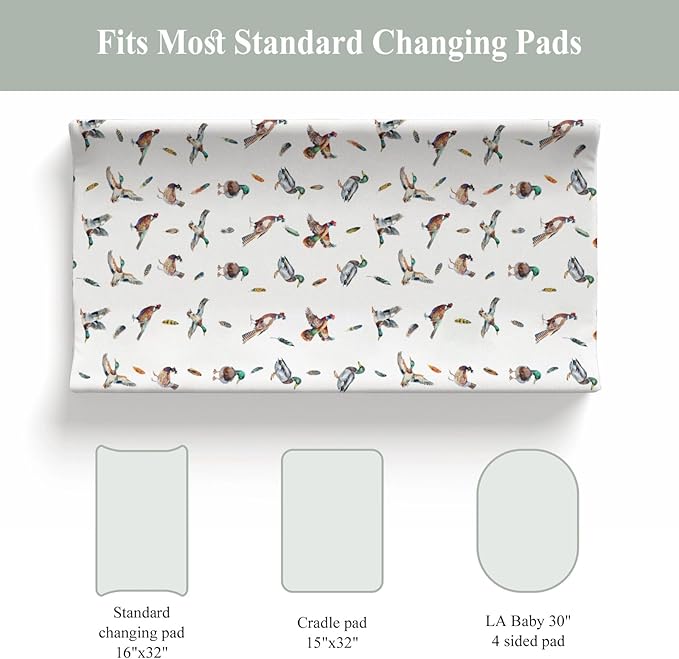 Country Mallard Duck Pheasant Changing Pad Covers for Baby Girl Boy Western Hunting Animals Fitted Change Table Cover Mats Wildlife Soft Diaper Changing Table Sheets 32''×16''