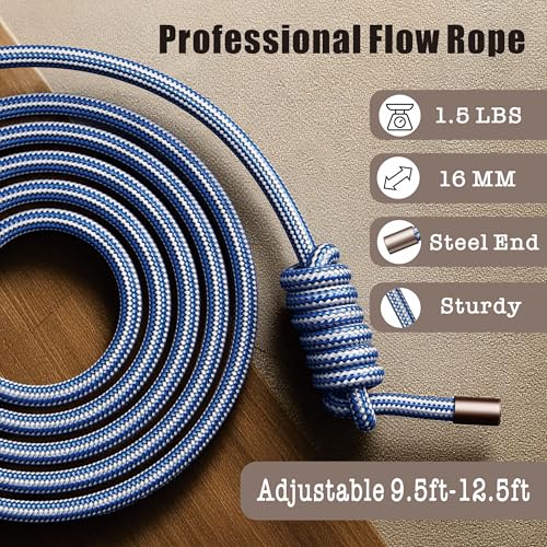 Flow Rope Exercise Jump Rope – 1.5lb Weighted Flow Jump Rope for Cardio, Boxing, HIIT & Upper Body Fitness – Adjustable Do...