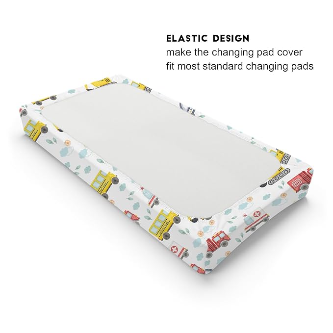 Watercolor Cars Changing Pad Covers Cute Transport Vechile Sun Clouds Leaves Fitted Baby Change Table Sheets for Boys Girls Cartoon Cars Soft Stretchy Fitted Changing Table Mats Sheets 32''x16''