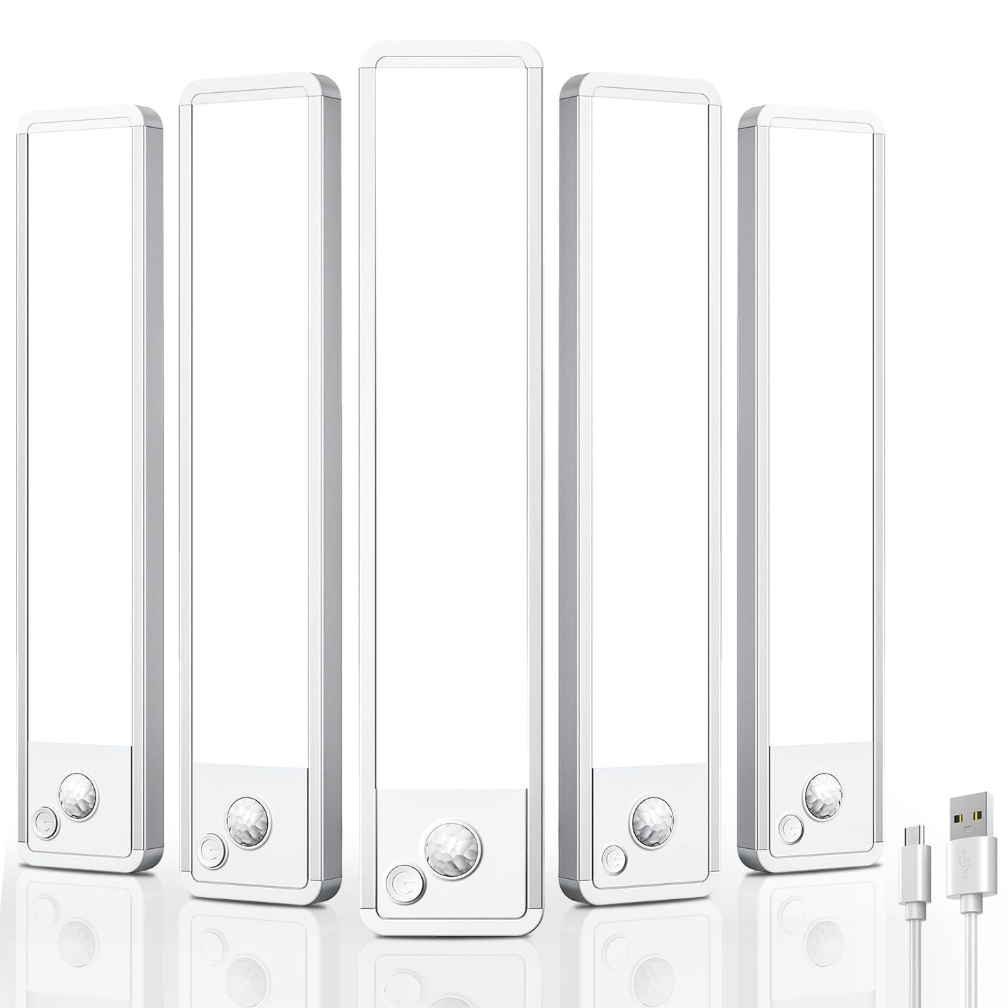 Under Cabinet Motion Sensor Lighting: 10 Inch Dimmable Rechargeable Lights Indoor - Battery Operated Lights - Undercabinet Closet Light Magnetic Led Light For Kitchen Home Bathroom Counter 5 Pack