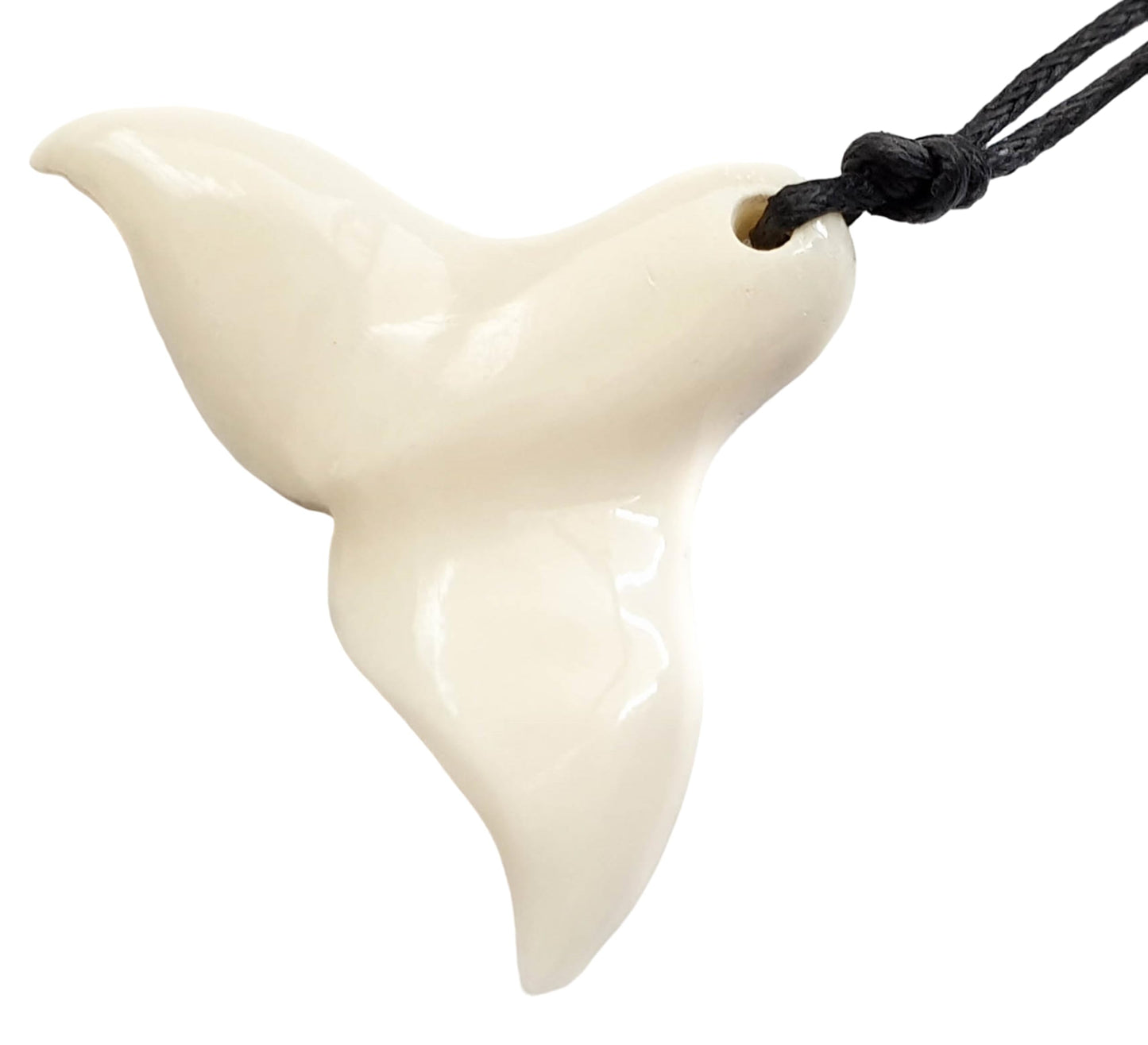 Swimmi Whale Tail Bone Necklace for Women Men, Hand Carved Bone Whale Tail Necklace Necklace Handmade Maori Lucky Whale Tail Bon