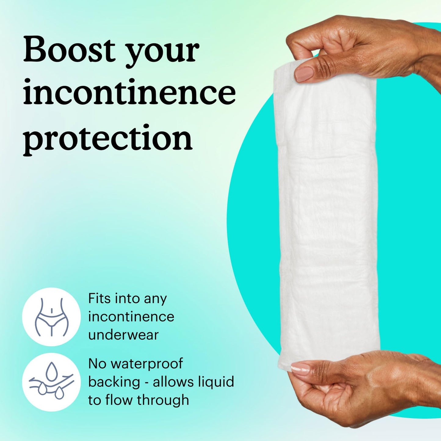 Because Maximum Incontinence Booster Pads, Adult Diaper Doubler Adds 2 Cups of Extra Absorbency, Discreet, Soft Leak Protection for Men & Women, Fits Inside Disposable Underwear, 60 Count